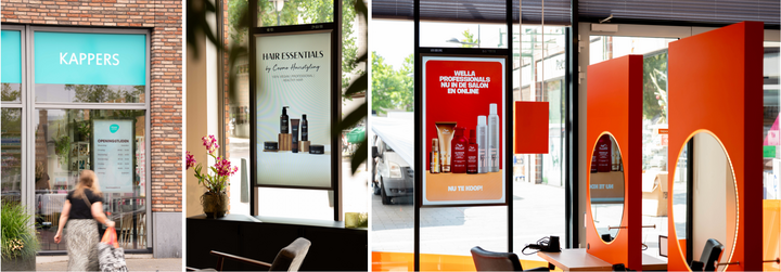 Collage of dual-sided screens in the Provalliance shop window