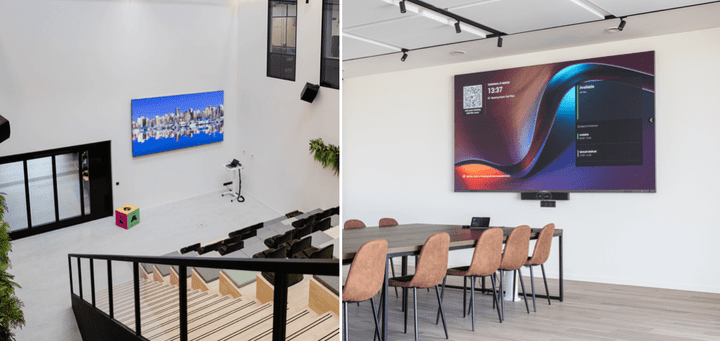 Collage van LED walls in de meeting room